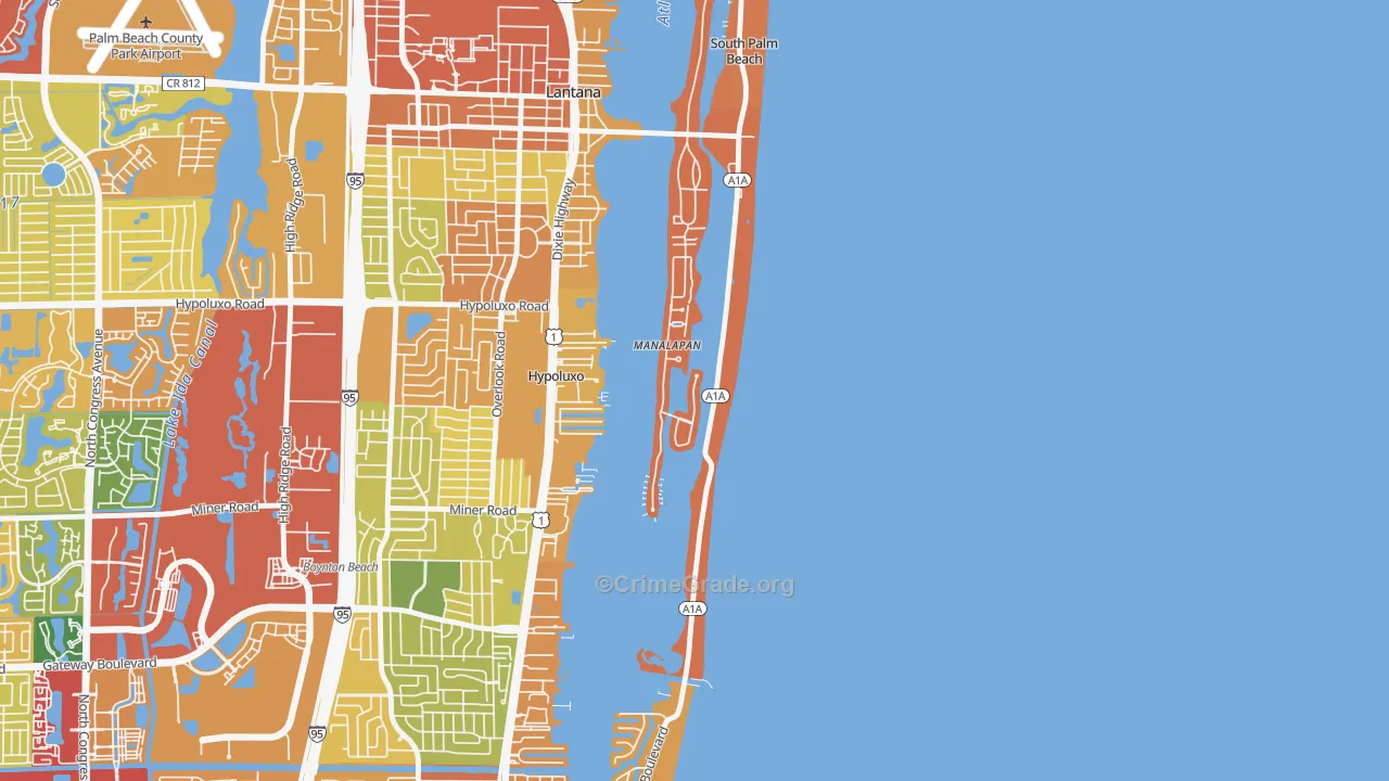 Manalapan, FL Map of Theft Rates