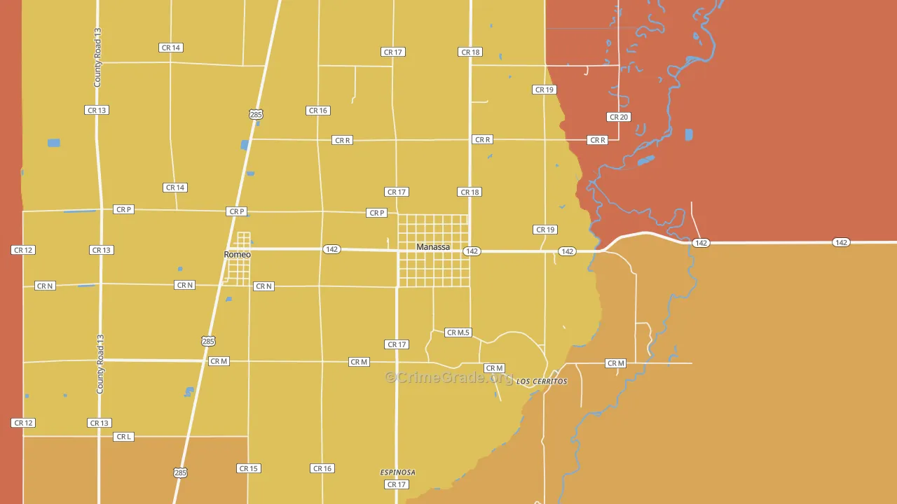 Manassa, CO Map of Theft Rates