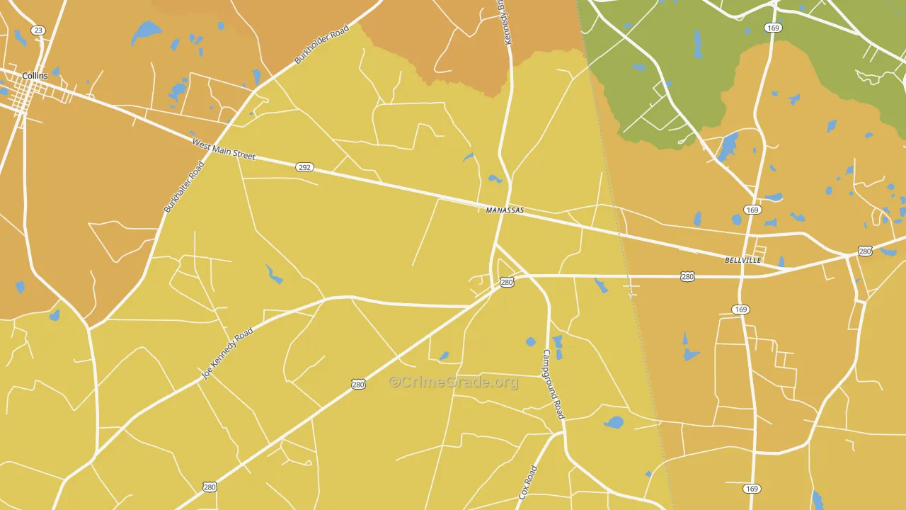 Manassas, GA Map of Theft Rates