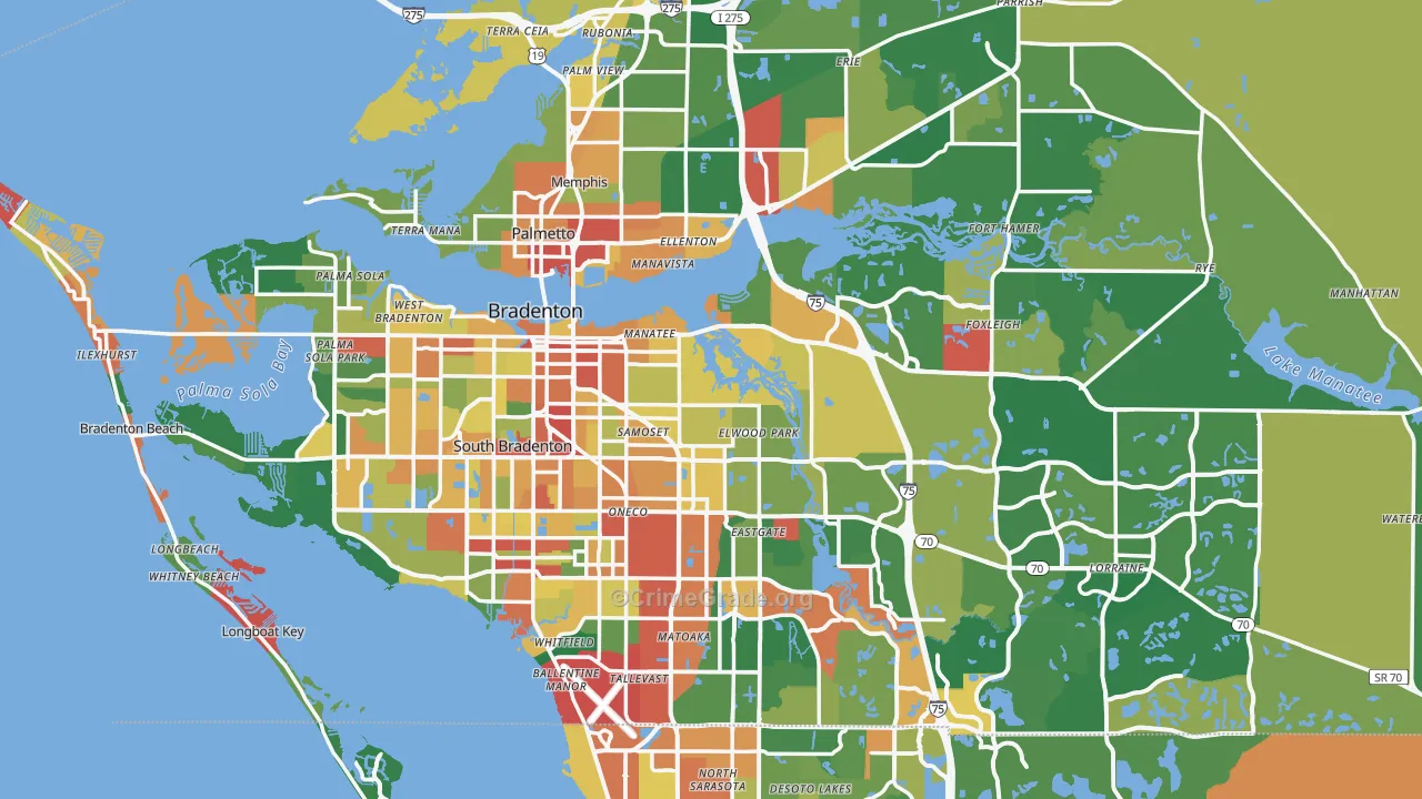 Manatee County, FL Map of Theft Rates