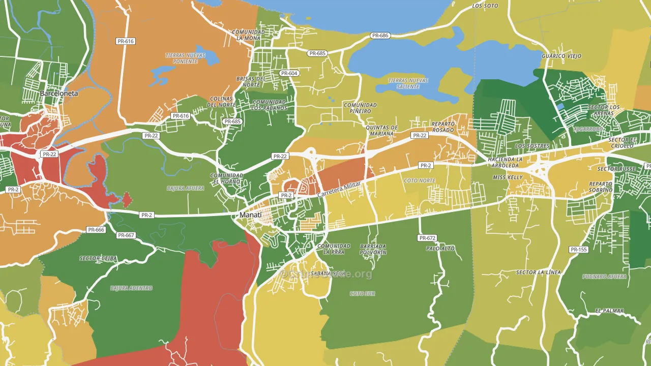 Manati, PR Map of Theft Rates