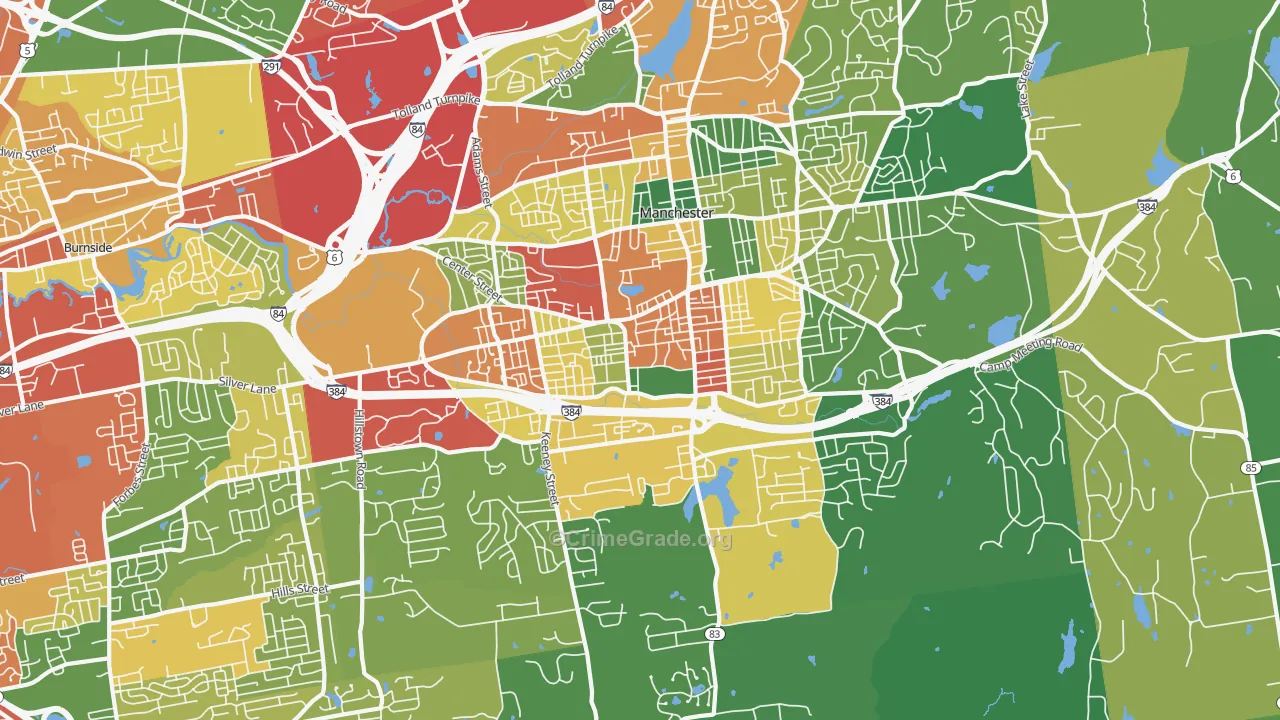 Manchester, CT Map of Theft Rates