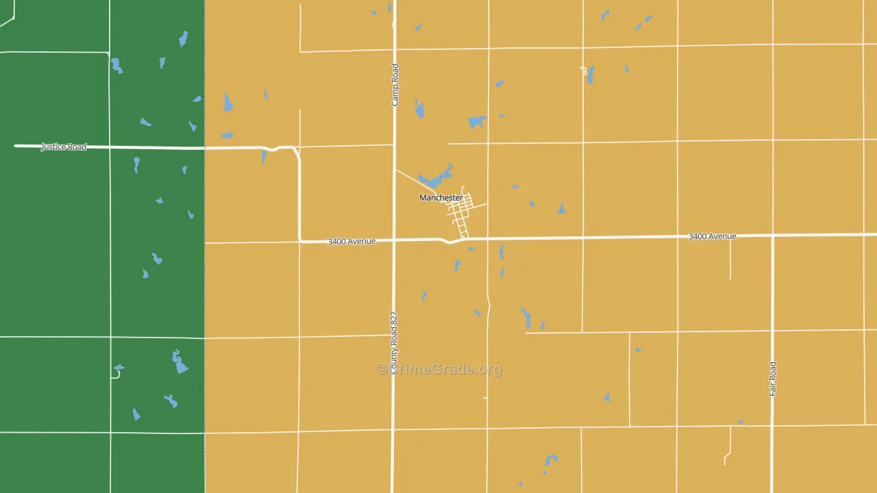 Manchester, KS Map of Theft Rates