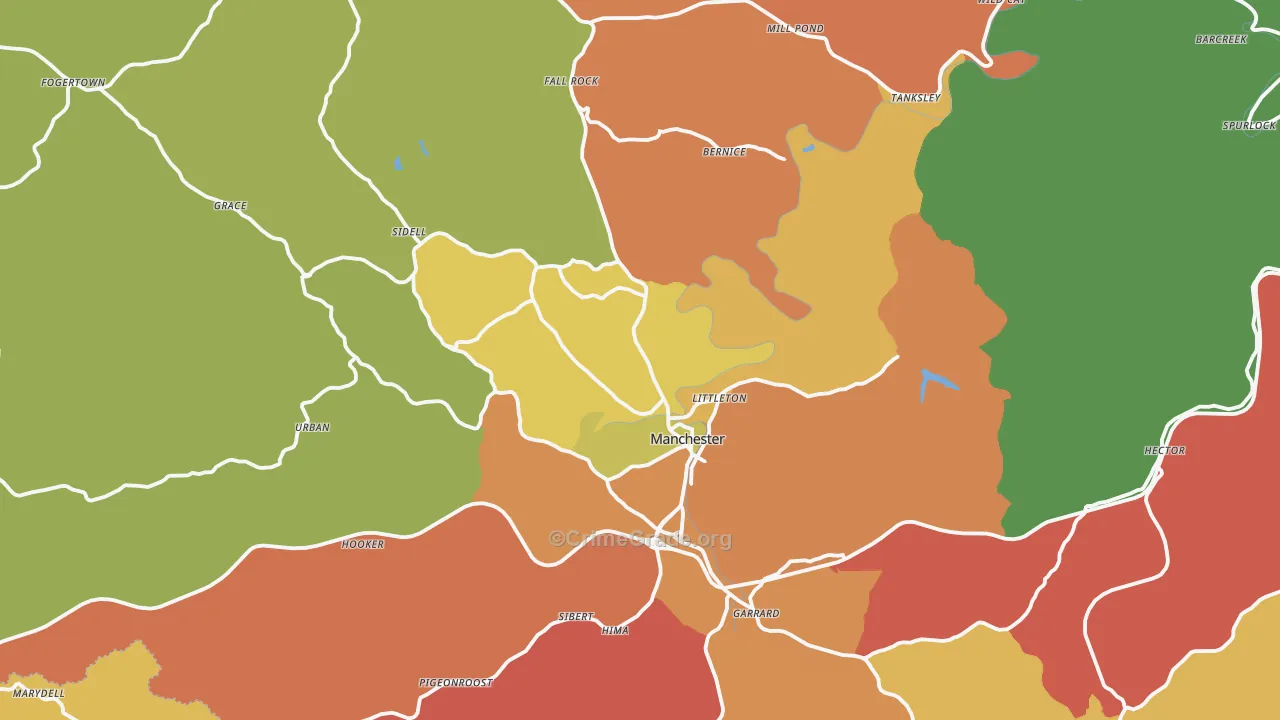 Manchester, KY Map of Theft Rates