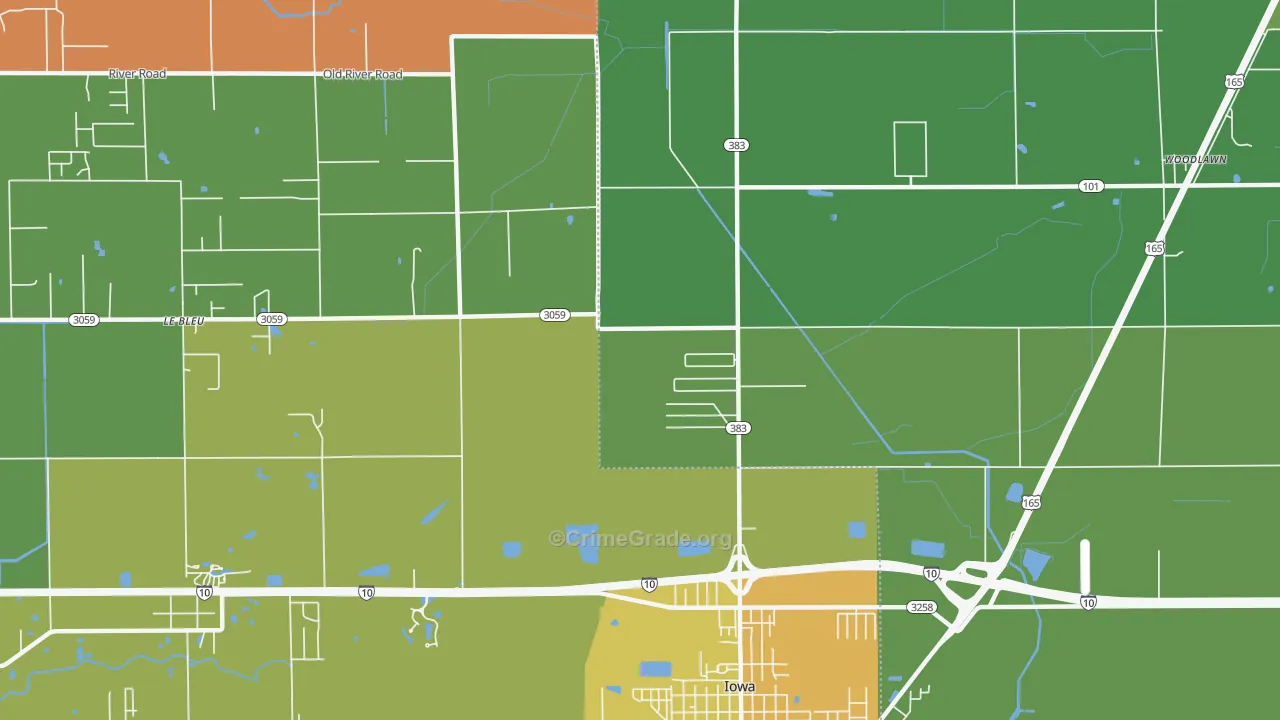 Manchester, LA Map of Theft Rates