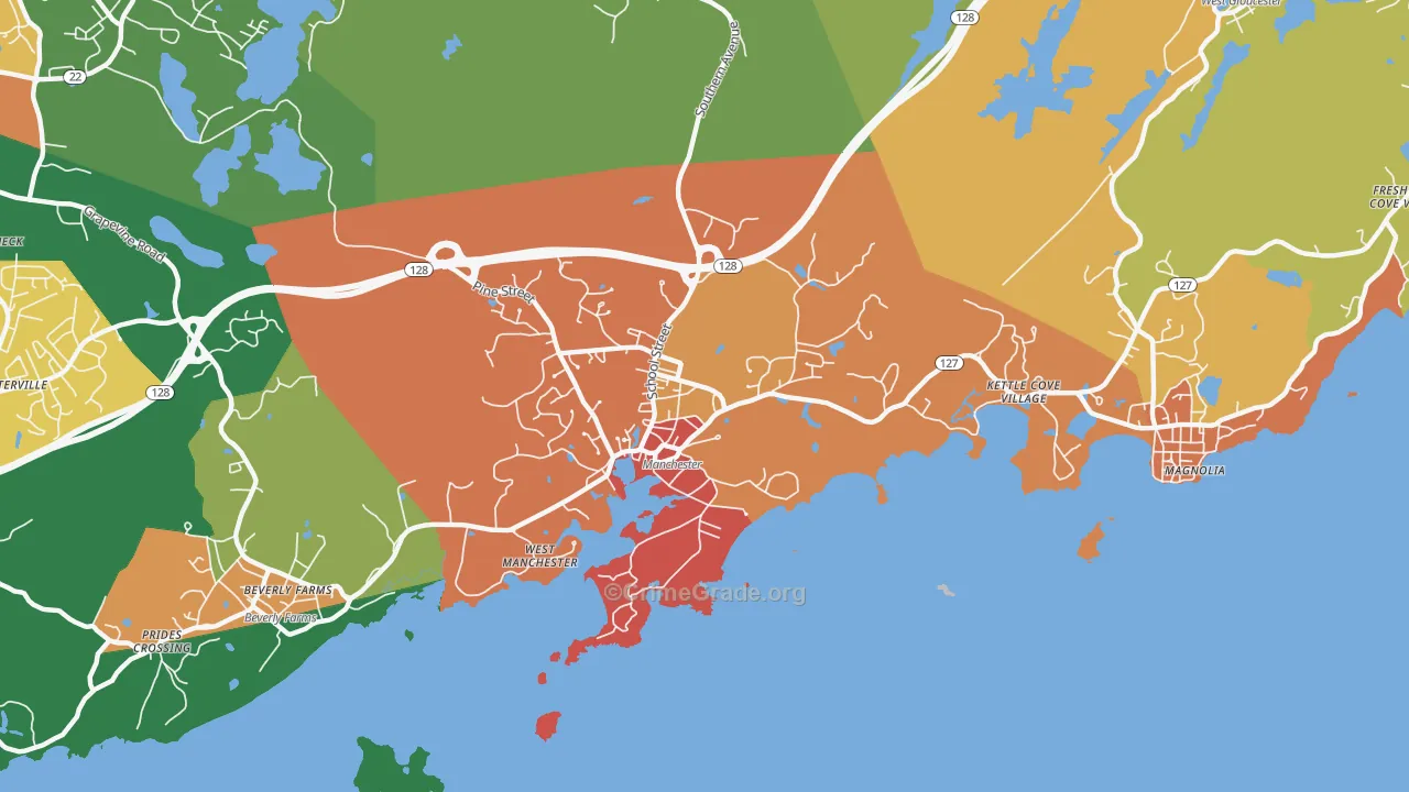 Manchester, MA Map of Theft Rates