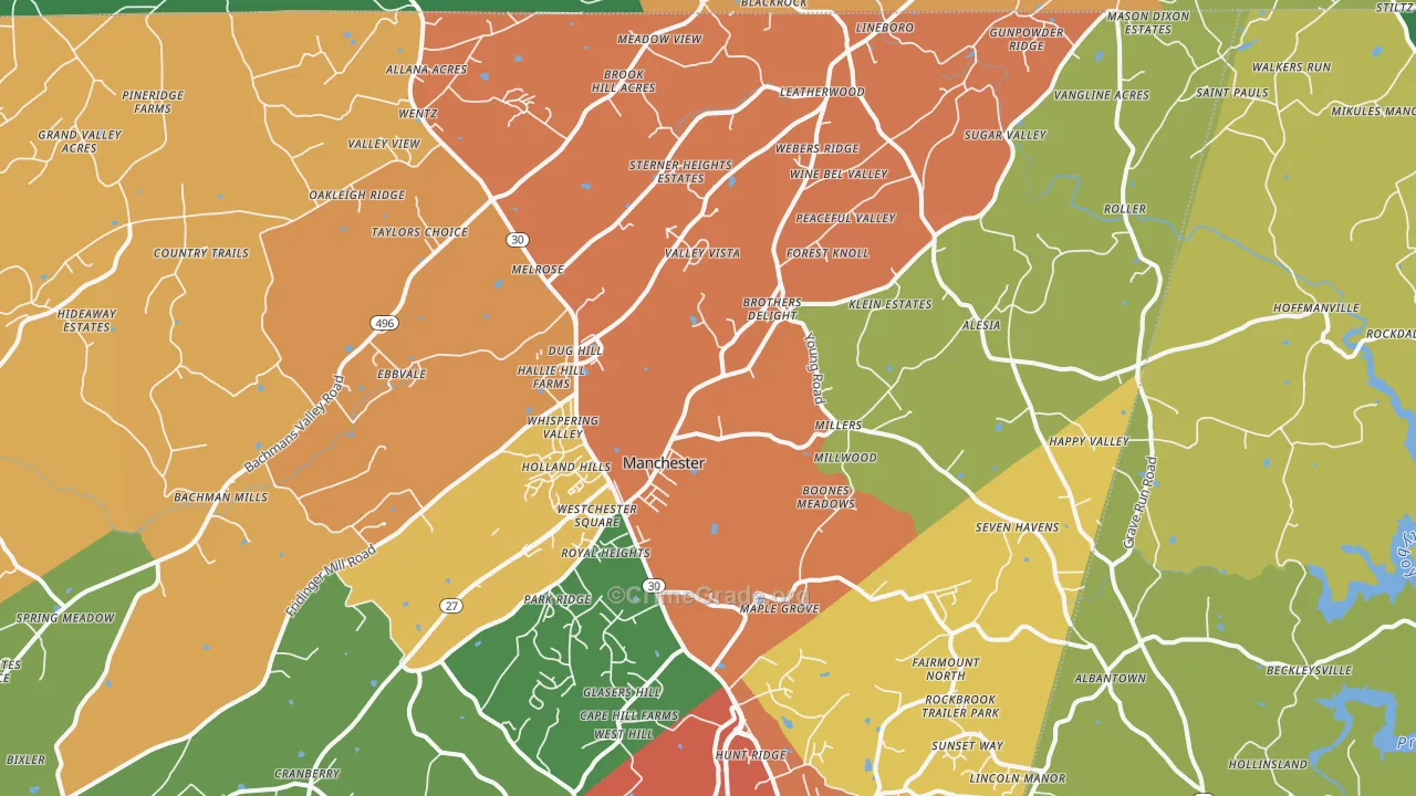 Manchester, MD Map of Theft Rates
