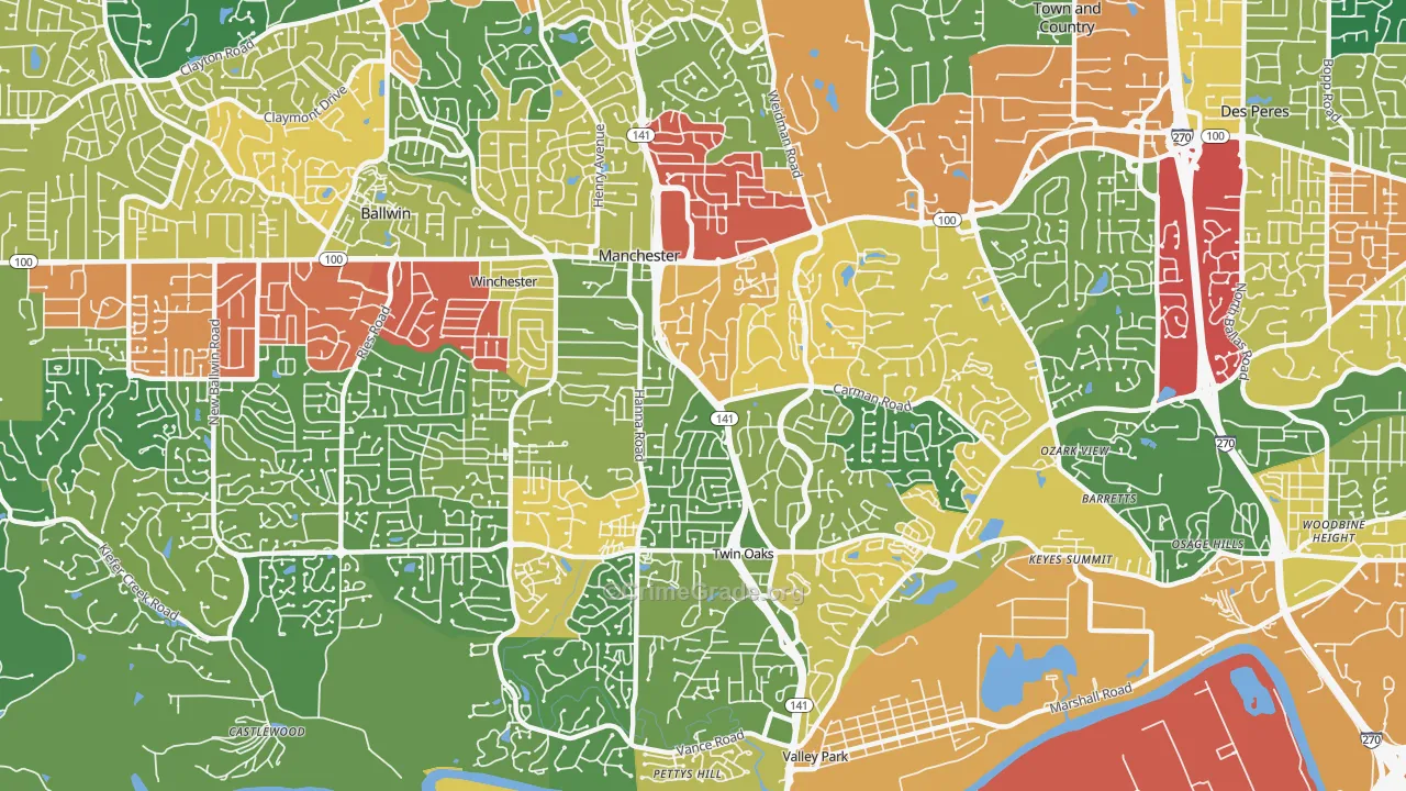 Manchester, MO Map of Theft Rates