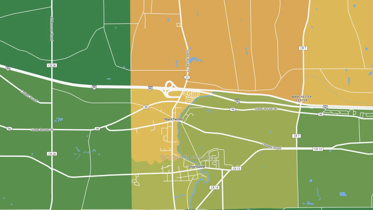 Manchester, NY Map of Theft Rates