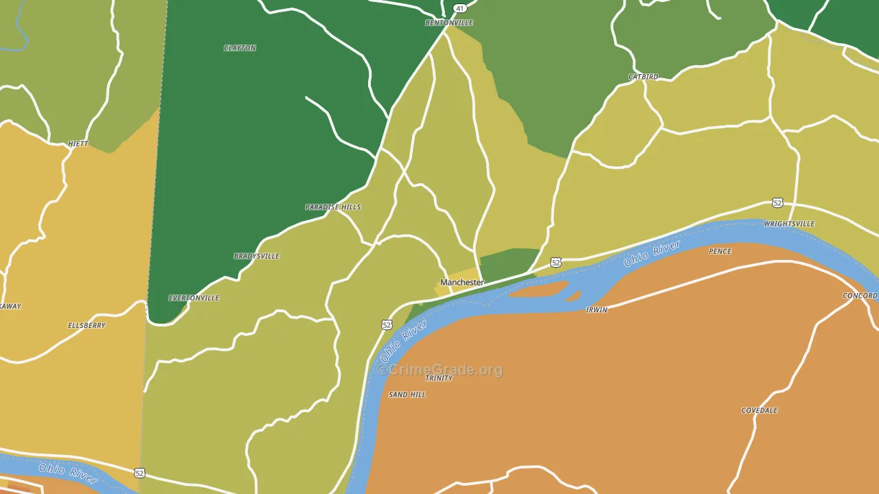 Manchester, OH Map of Theft Rates