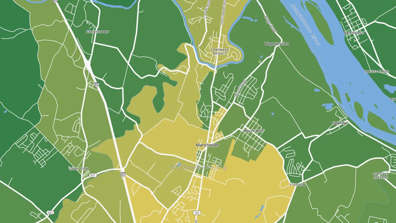 Manchester, PA Map of Theft Rates
