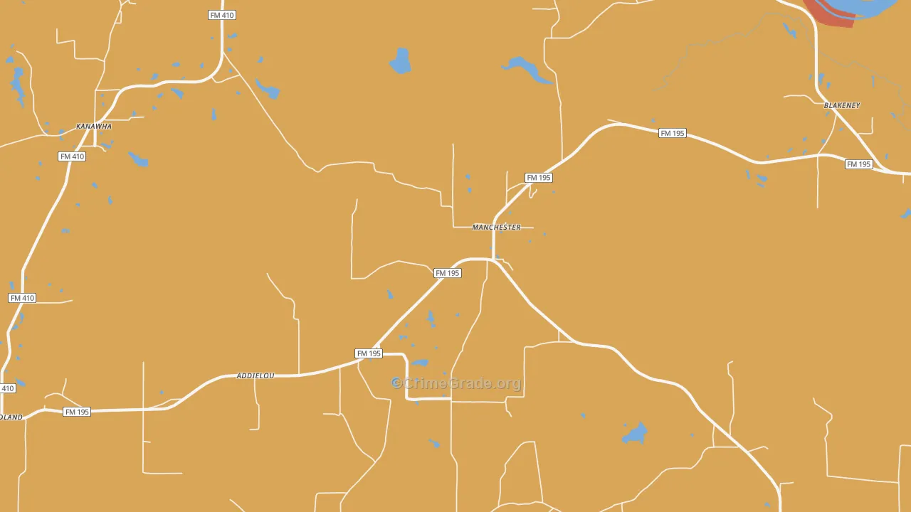 Manchester, TX Map of Theft Rates