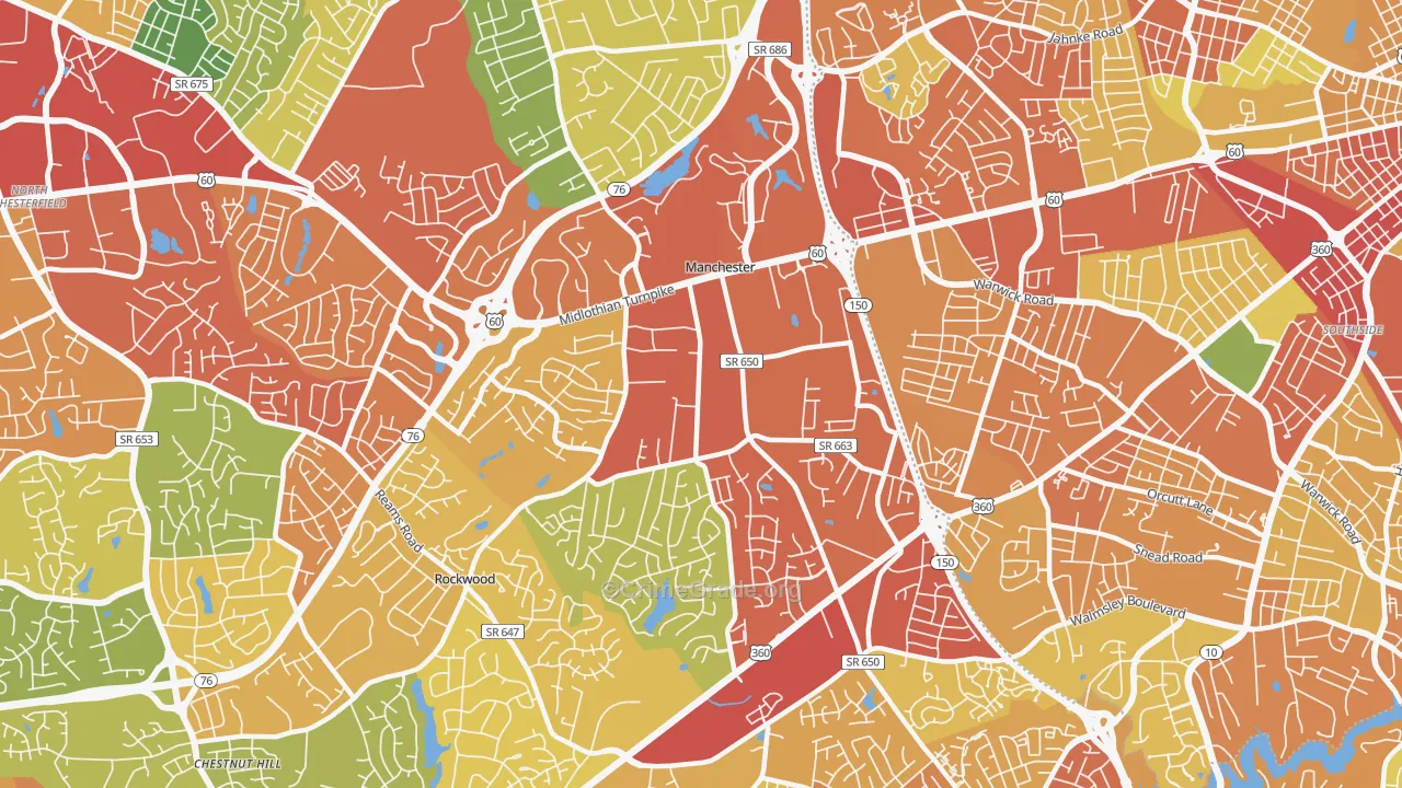 Manchester, VA Map of Theft Rates