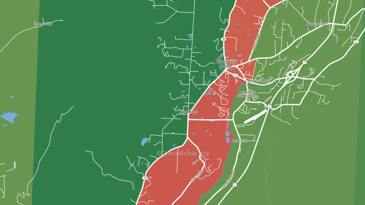 Manchester, VT Map of Theft Rates