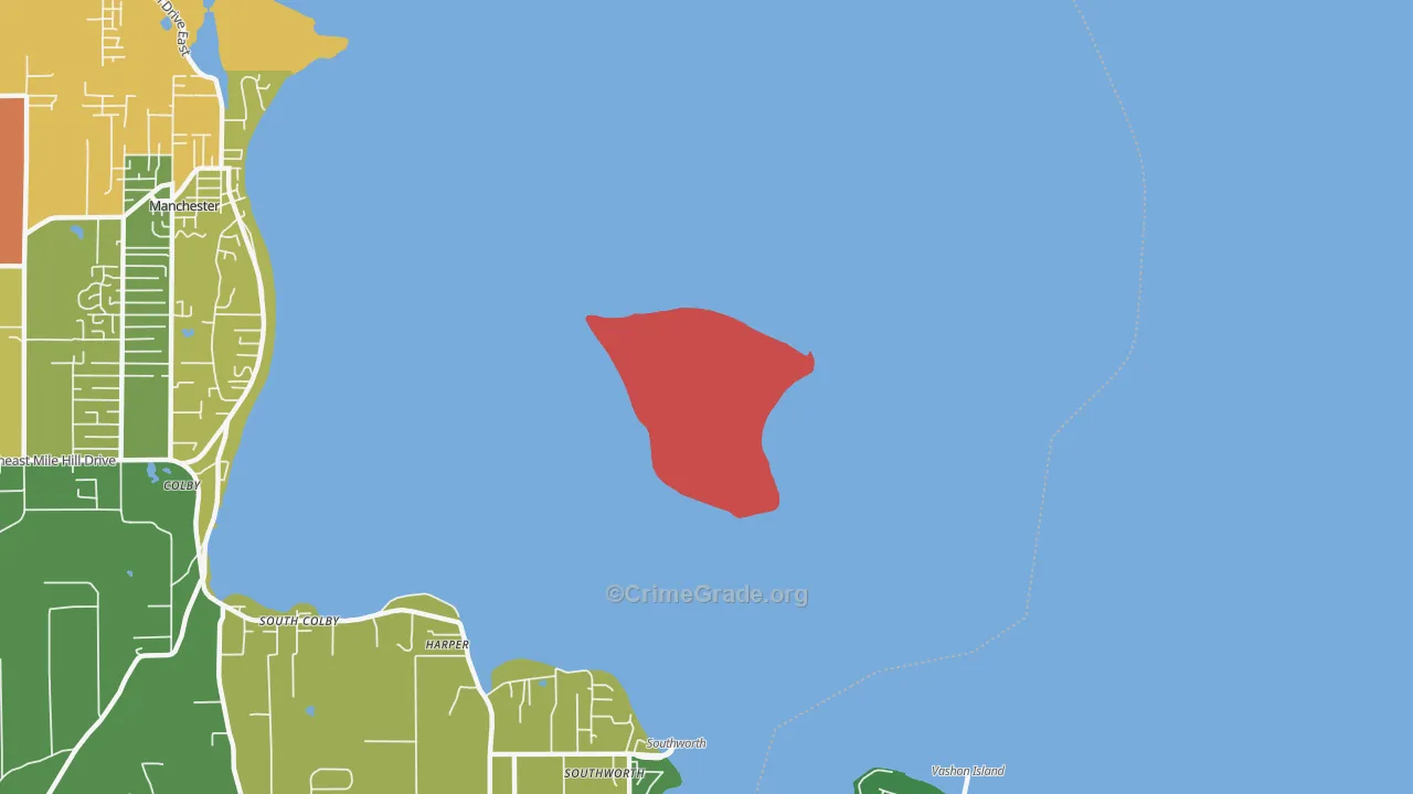 Manchester, WA Map of Theft Rates