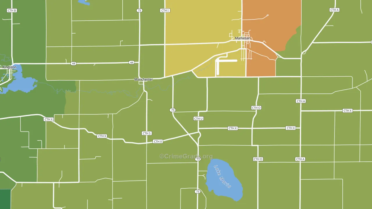Manchester, WI Map of Theft Rates