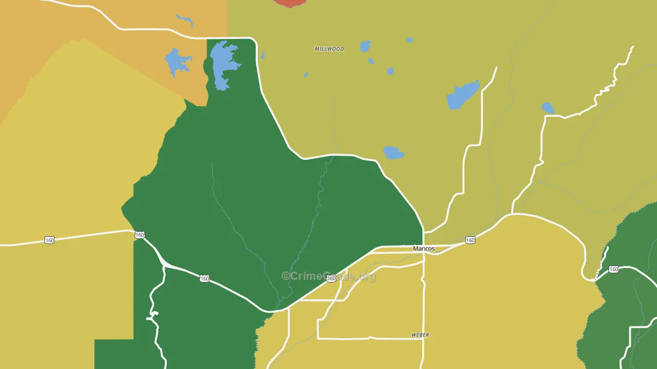 Mancos, CO Map of Theft Rates