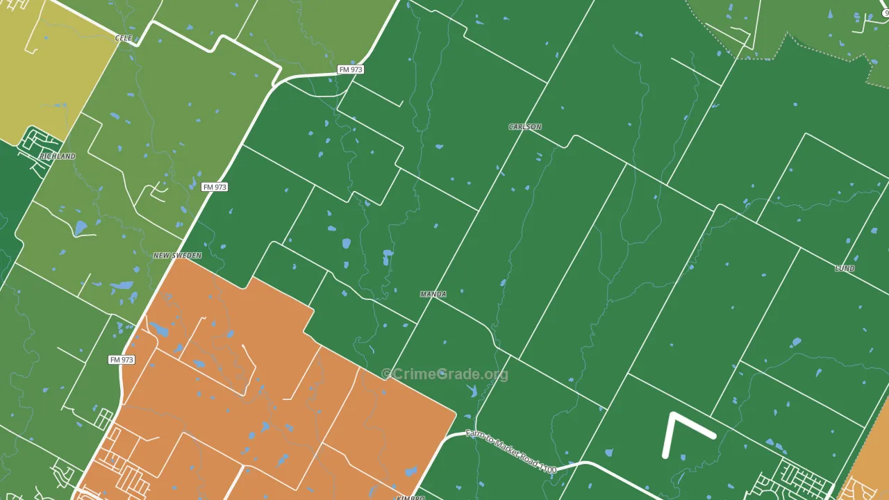 Manda, TX Map of Theft Rates