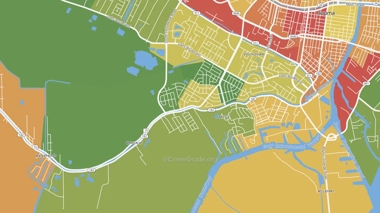 Mandalay, LA Map of Theft Rates