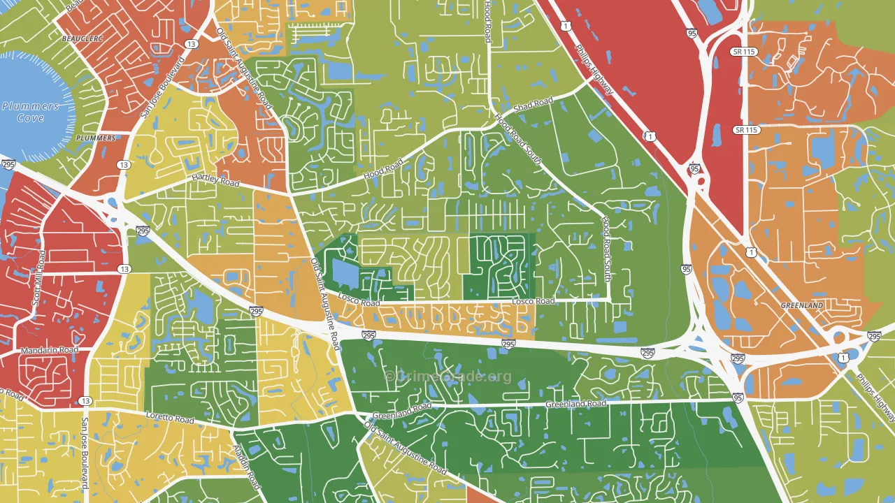 Mandarin Station-Losco, Jacksonville, FL Map of Theft Rates