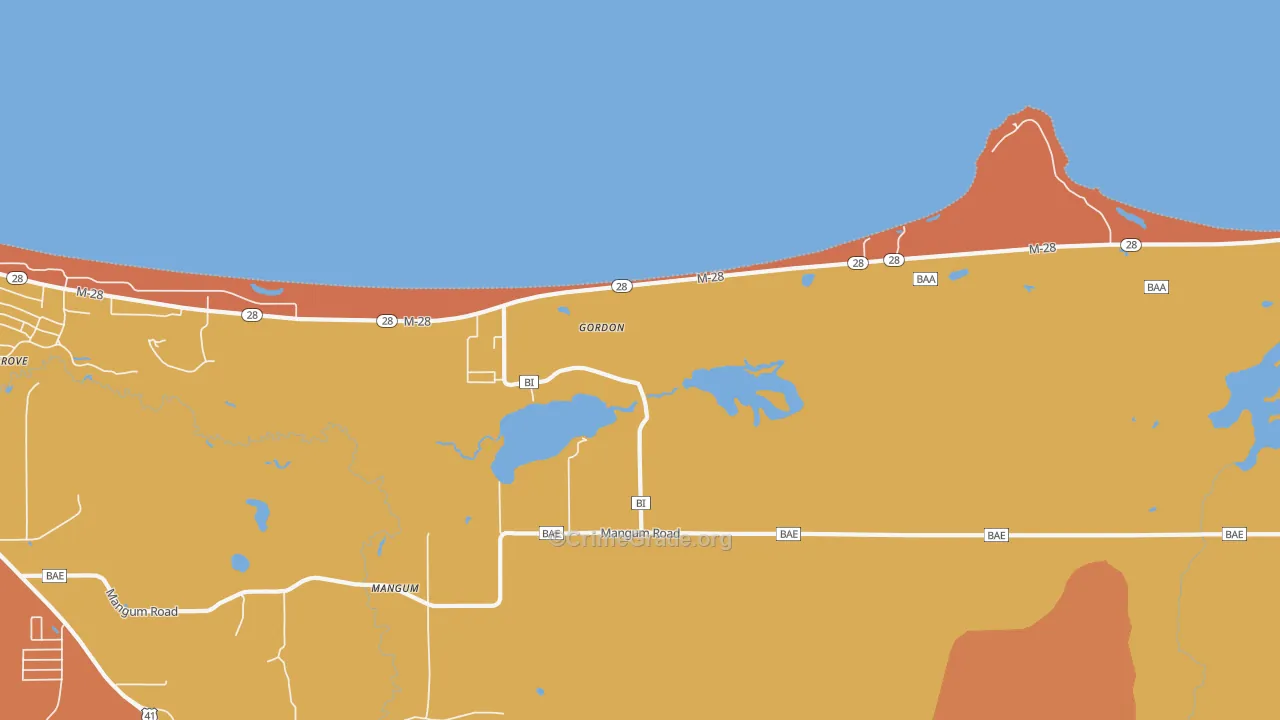 Mangum, MI Map of Theft Rates