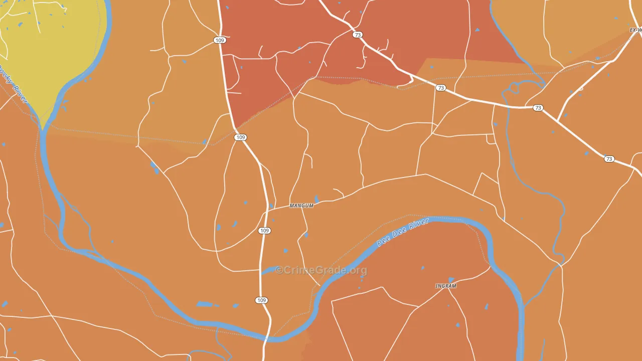 Mangum, NC Map of Theft Rates