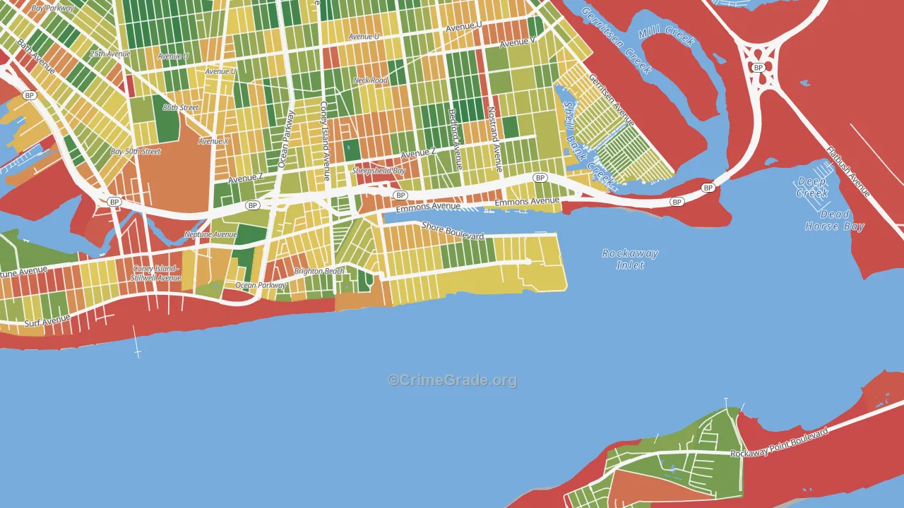 Manhattan Beach, Brooklyn, NY Map of Theft Rates