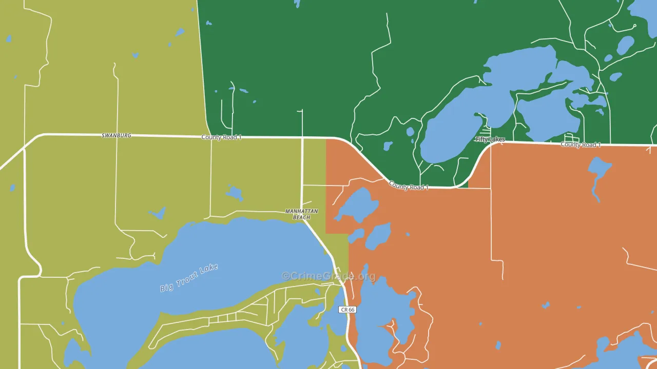 Manhattan Beach, MN Map of Theft Rates