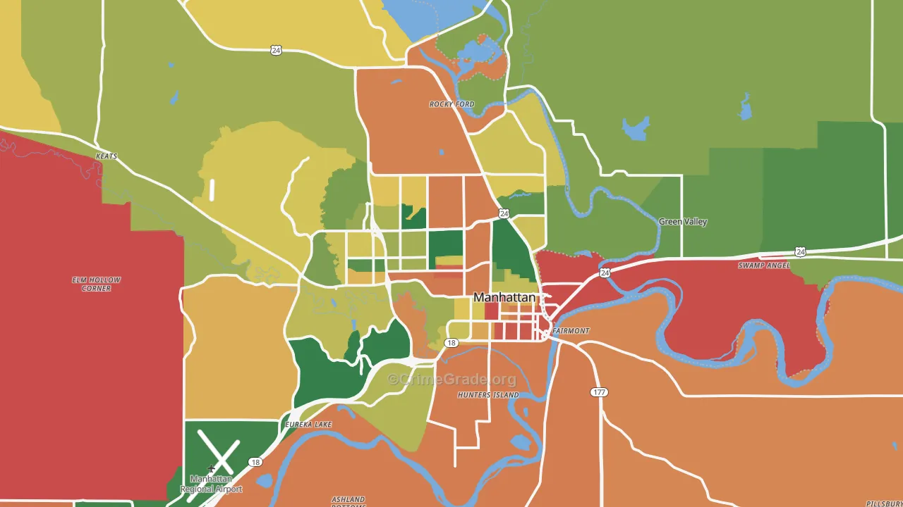 Manhattan, KS Map of Theft Rates