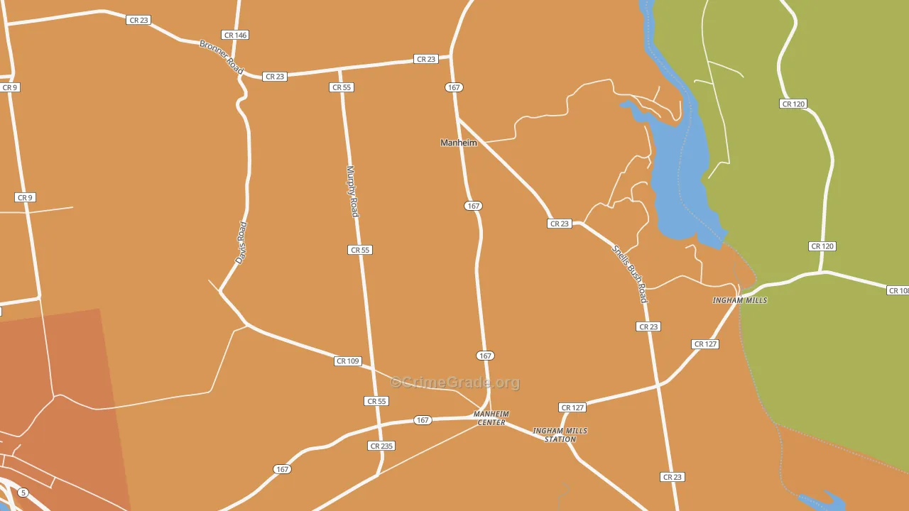 Manheim Center, NY Map of Theft Rates