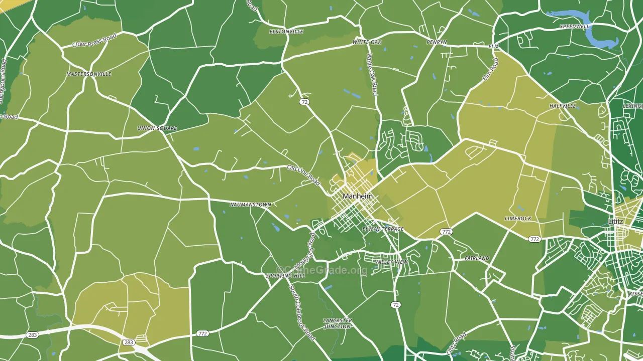 Manheim, PA Map of Theft Rates