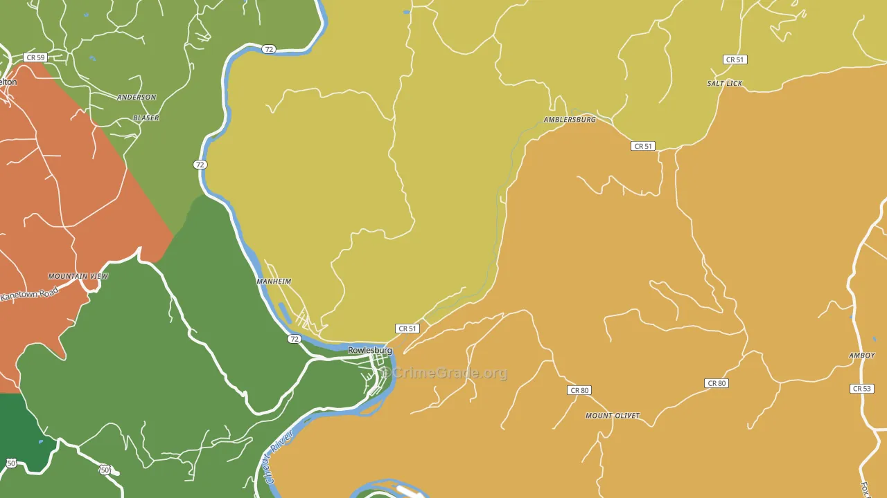 Manheim, WV Map of Theft Rates