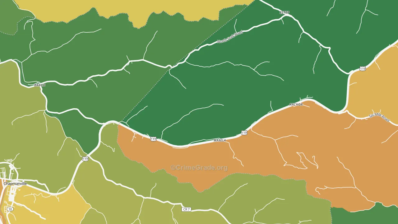 Manila, WV Map of Theft Rates