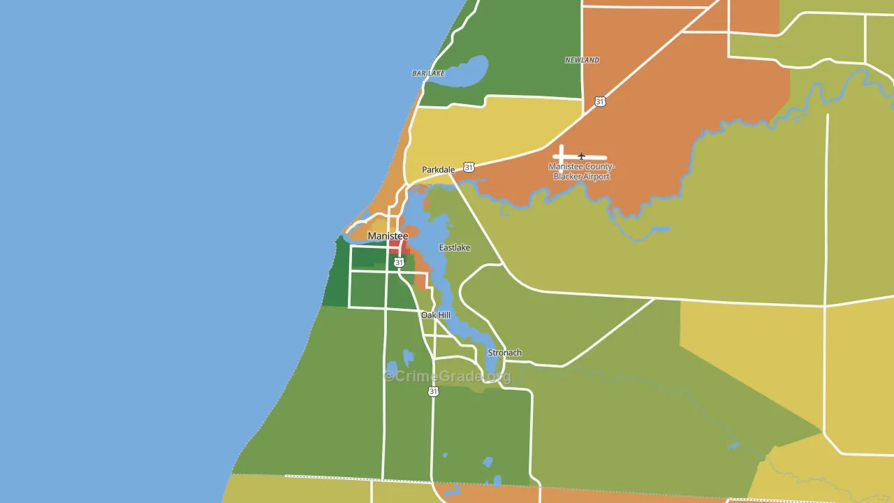 Manistee, MI Map of Theft Rates