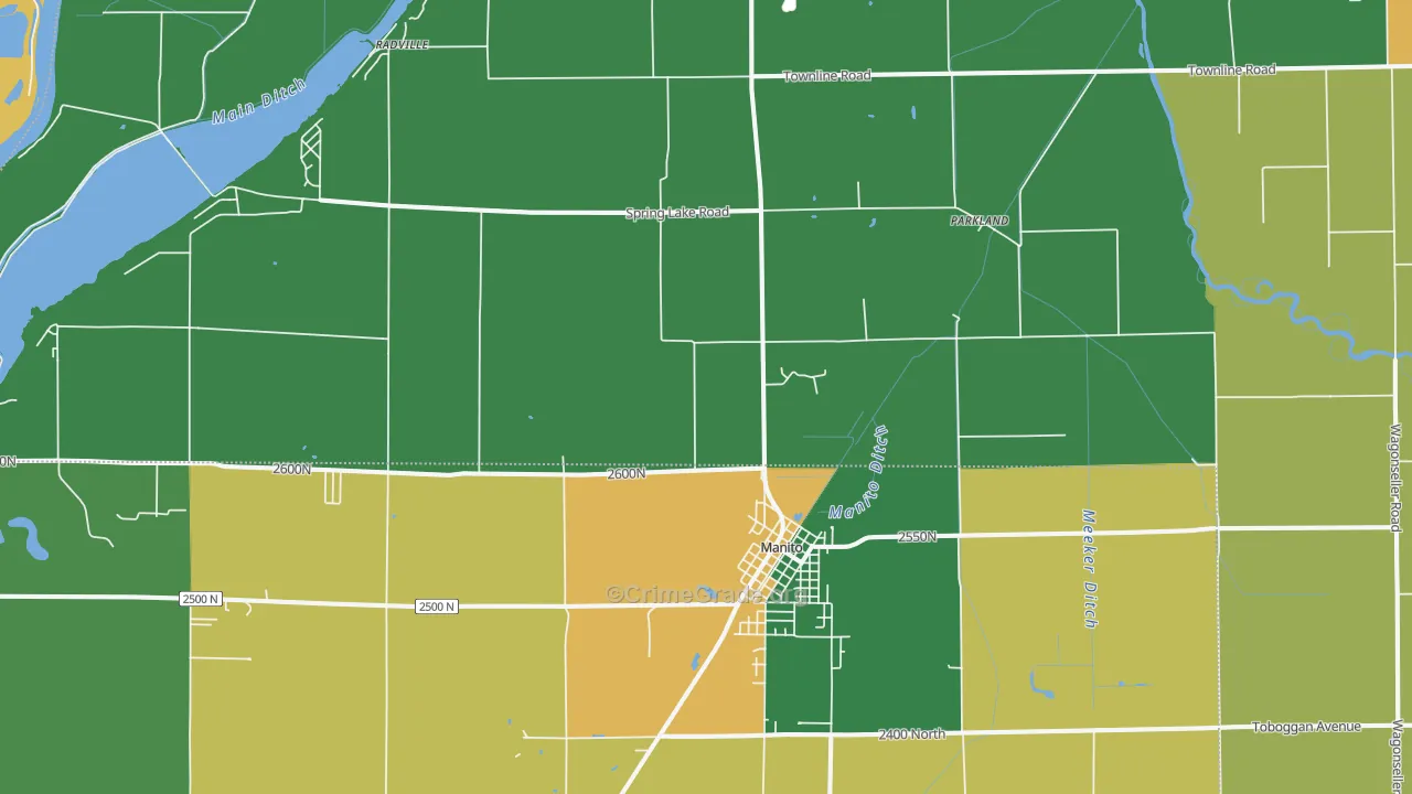 Manito, IL Map of Theft Rates