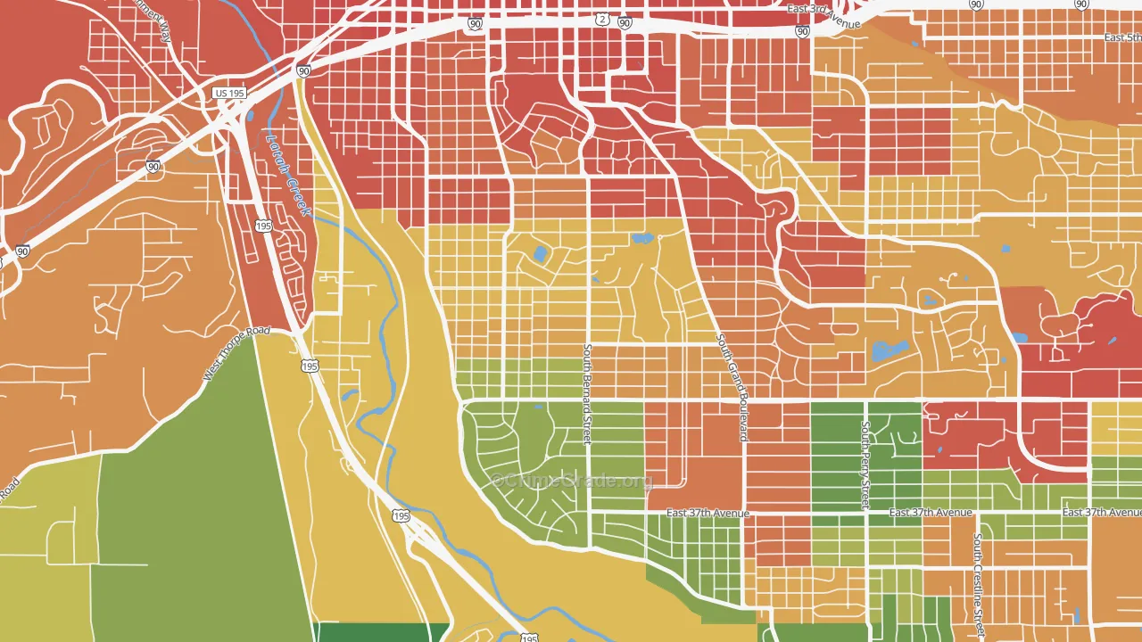 Manitocannon Hill, Spokane, WA Map of Theft Rates