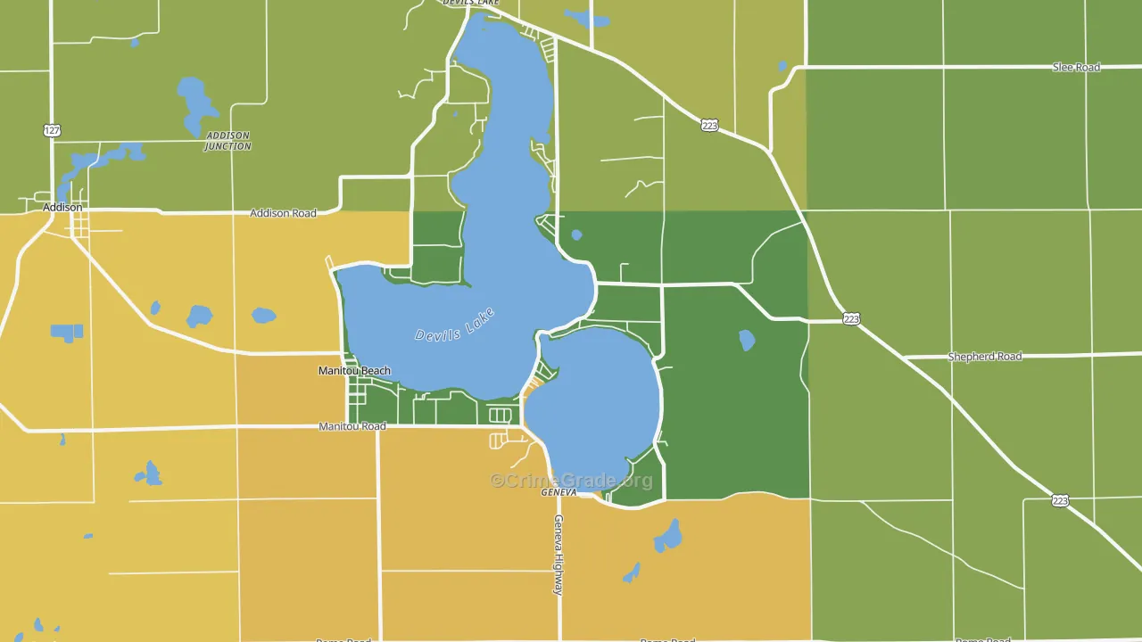 Manitou Beach, MI Map of Theft Rates