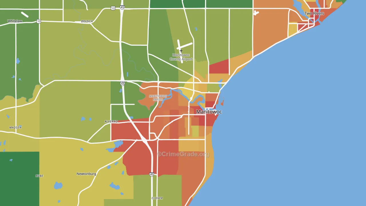 Manitowoc, WI Map of Theft Rates