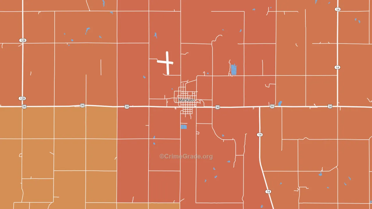 Mankato, KS Map of Theft Rates