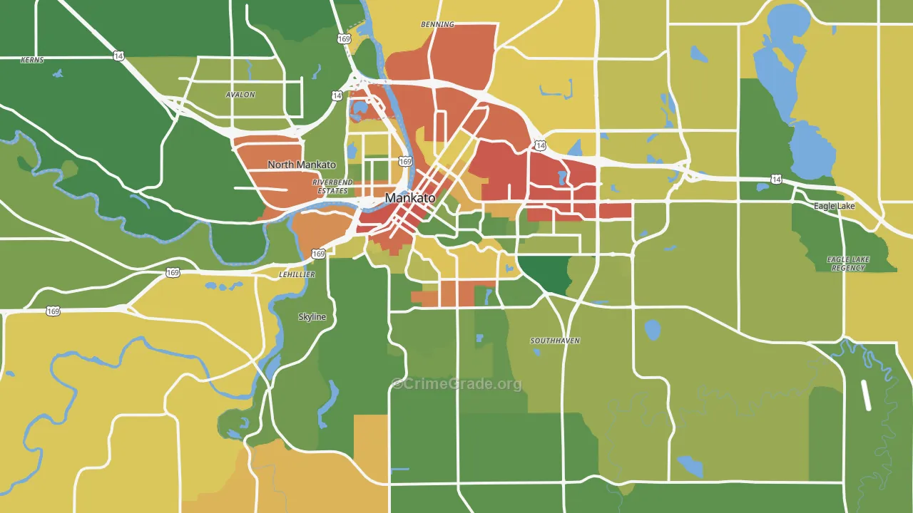 Mankato, MN Map of Theft Rates
