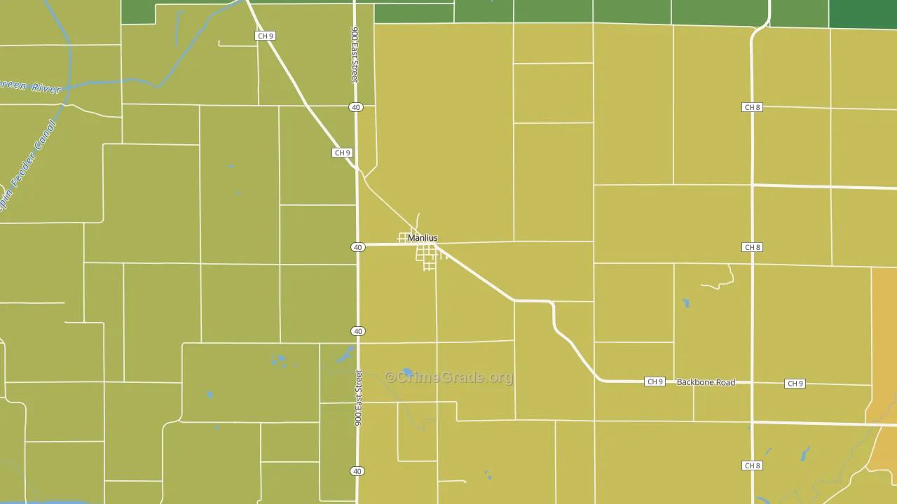 Manlius, IL Map of Theft Rates