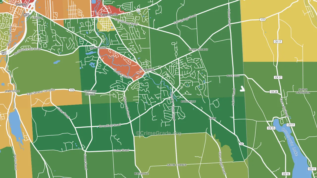 Manlius, NY Map of Theft Rates
