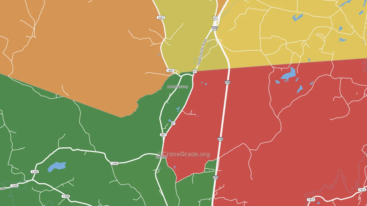 Mannington, KY Map of Theft Rates