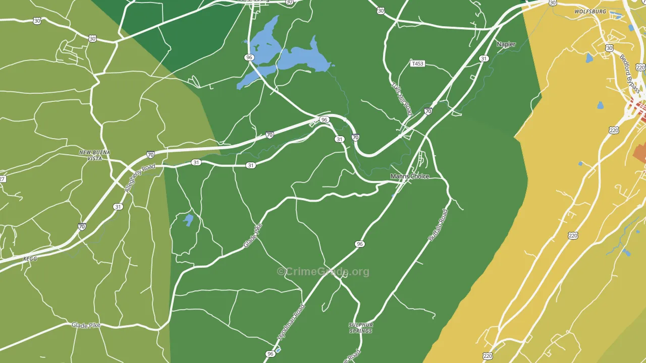 Manns Choice, PA Map of Theft Rates