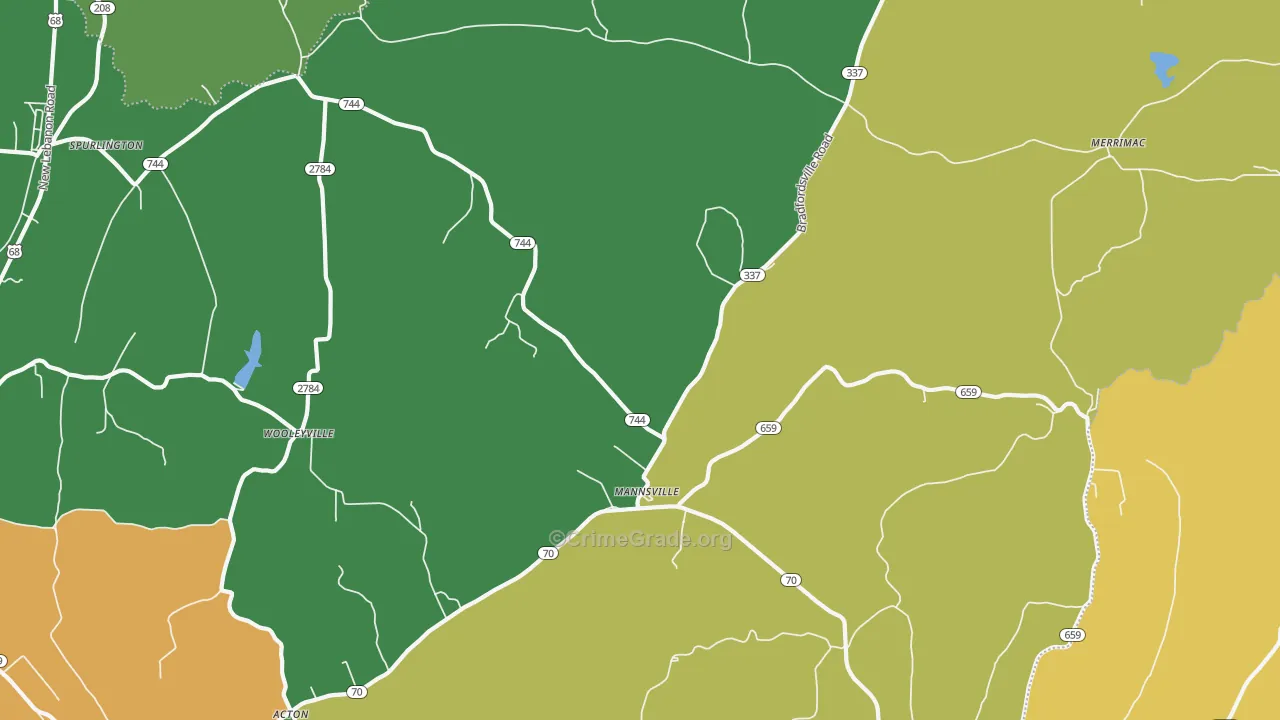 Mannsville, KY Map of Theft Rates