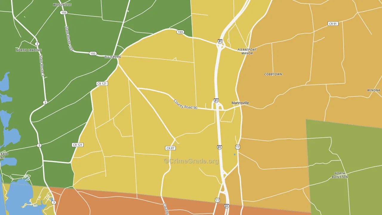 Mannsville, NY Map of Theft Rates