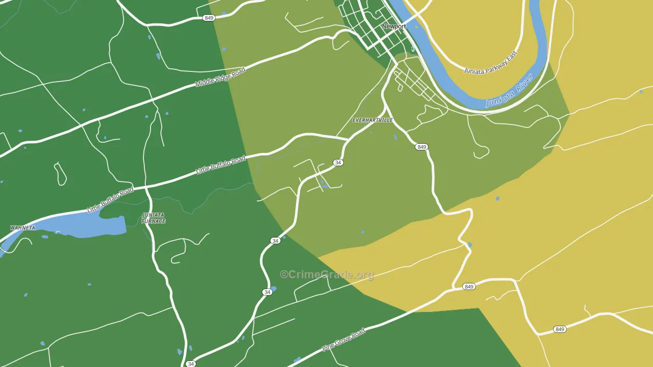 Mannsville, PA Map of Theft Rates