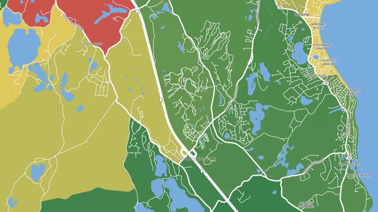 Manomet, MA Map of Theft Rates