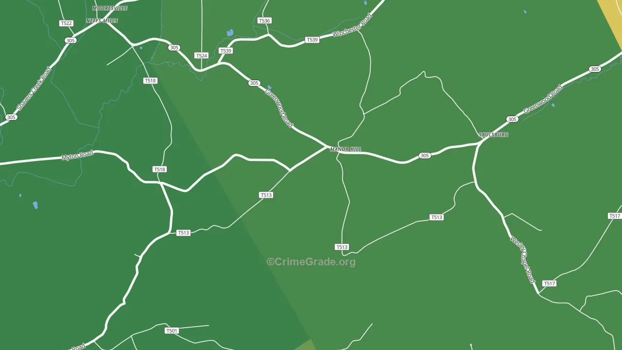 Manor Hill, PA Map of Theft Rates