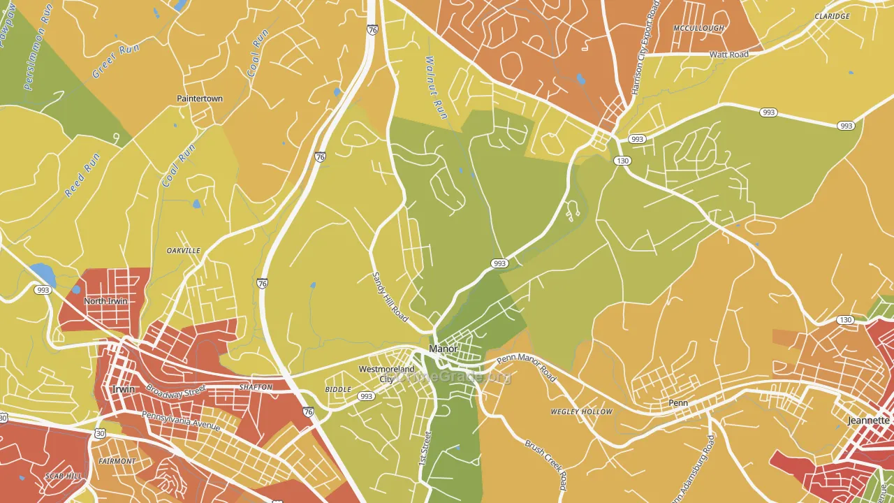 Manor, PA Map of Theft Rates